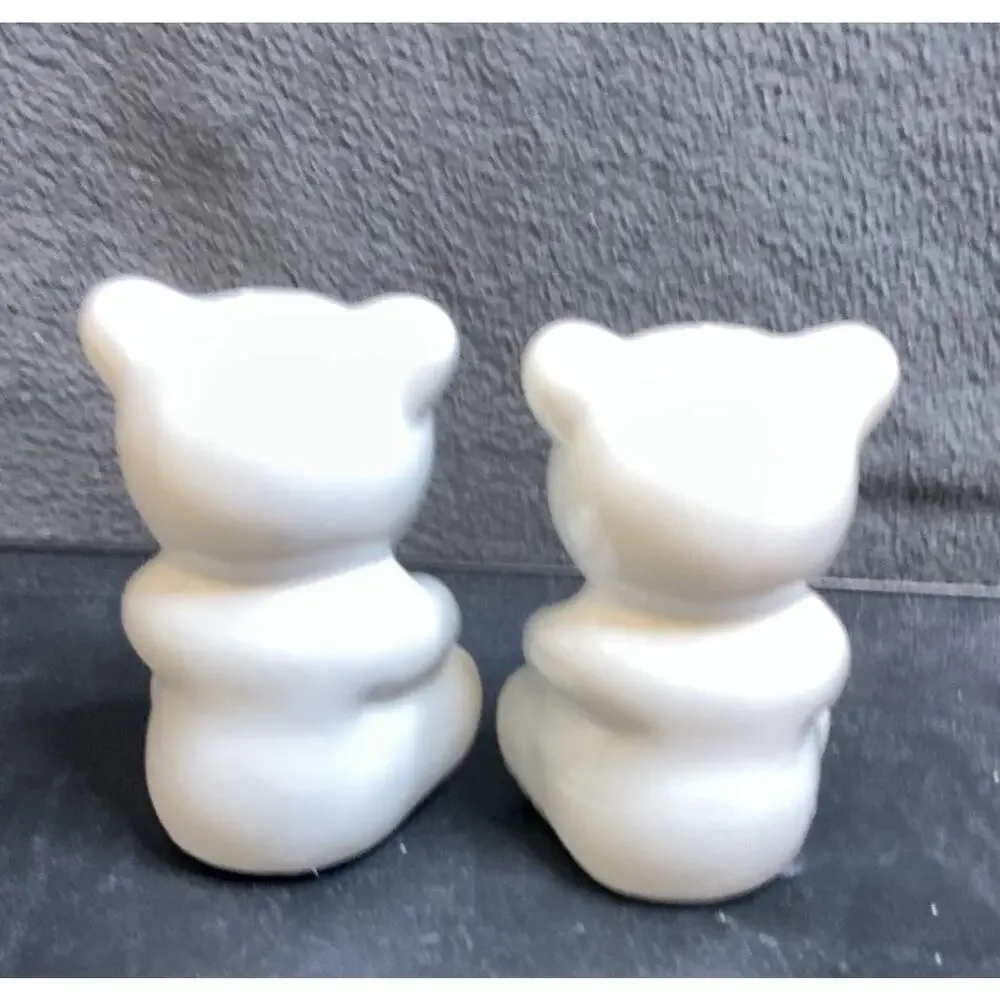 Vintage Loomco Blue & White Teddy Bear Salt & Pepper Shakers Early 1990s